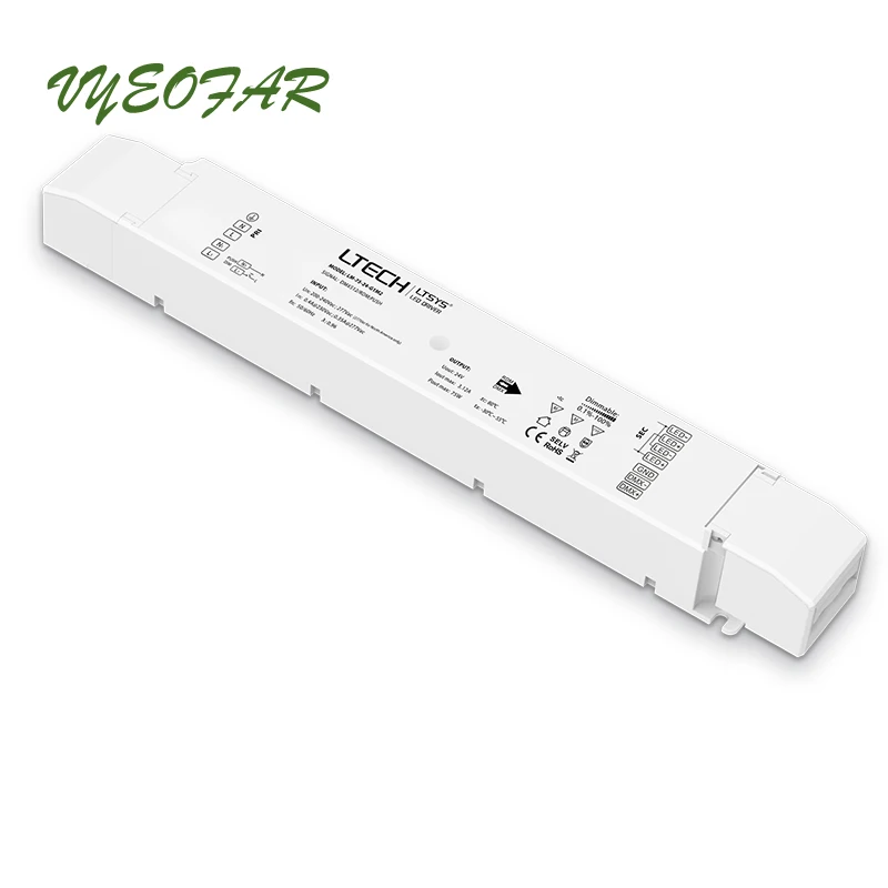 

LTECH LED DMX Dimming Driver DMX512 RDM AC100-240V input;24V 3.12A 75W output Dimming CCT Push Dim Intelligent Led power driver