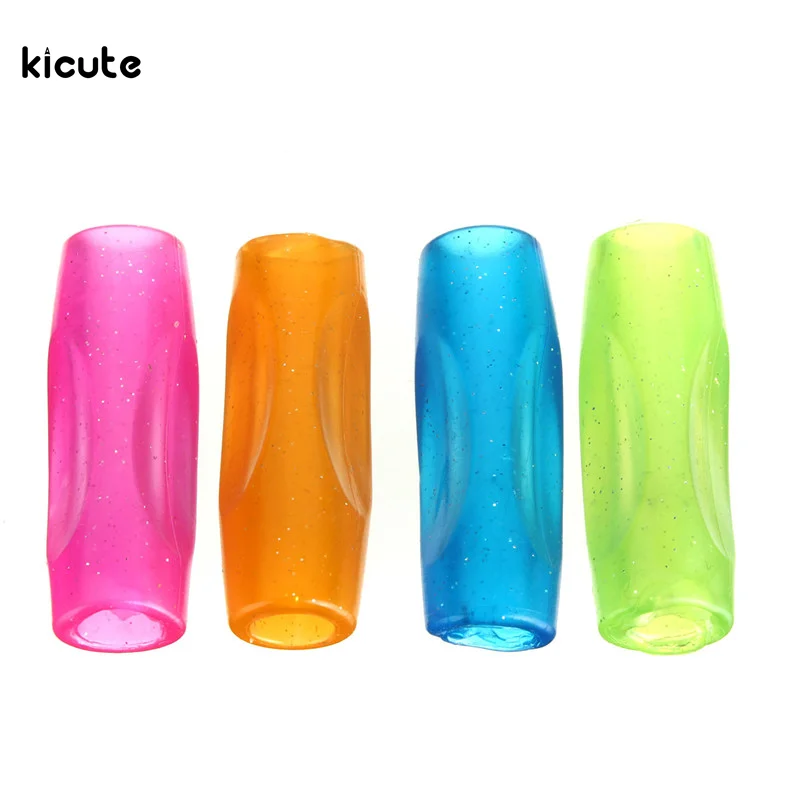 

Kicute 4Pcs/pack 4 Color Kids Pencil Pen Control Handwriting Aid Right Left Handed Soft Pencil Grip School Stationery