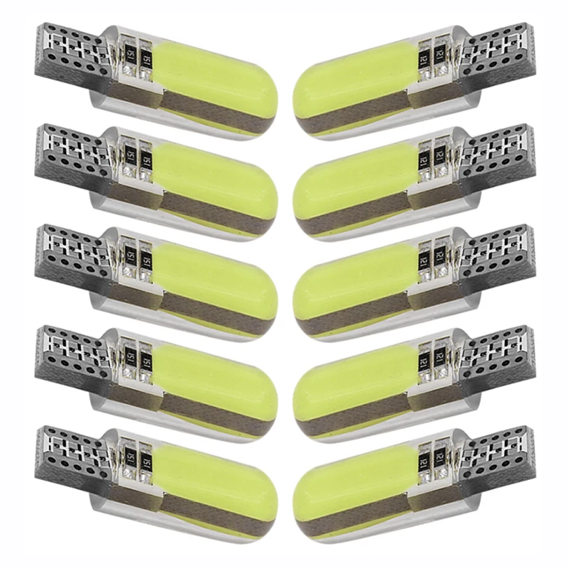 

10PCS T10 194 2825 WY5W W5W COB LED Silica Gel Waterproof Wedge Light 501 Silicone Shell Car Reading Dome Lamp Auto Parking Bulb