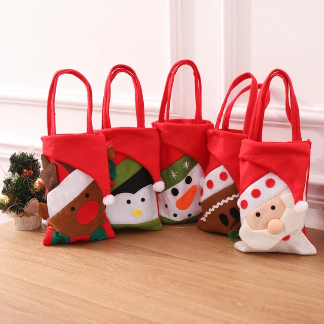 brecha Alegrarse Escultor Bolsas de regalo de Navidad para niños, Candy Bag de Papá Noel, muñeco de  nieve, alce, diseño clásico, colgantes de árbol de Navidad, bolsas de  dulces de regalo de Navidad _ -