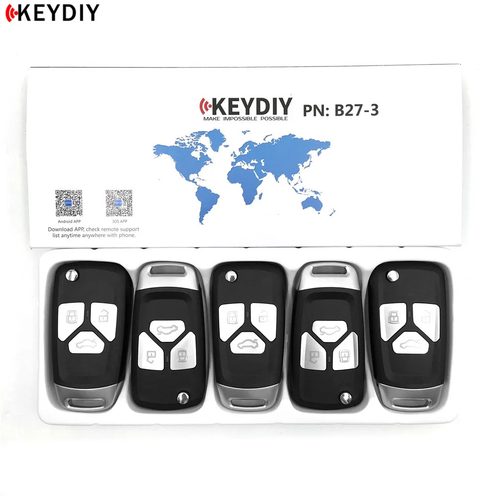 KEYDIY 3 кнопки KD B27-3 для KD900/KD-X2/URG200 ключевой программист серии B удаленного Управление, 5 шт./лот