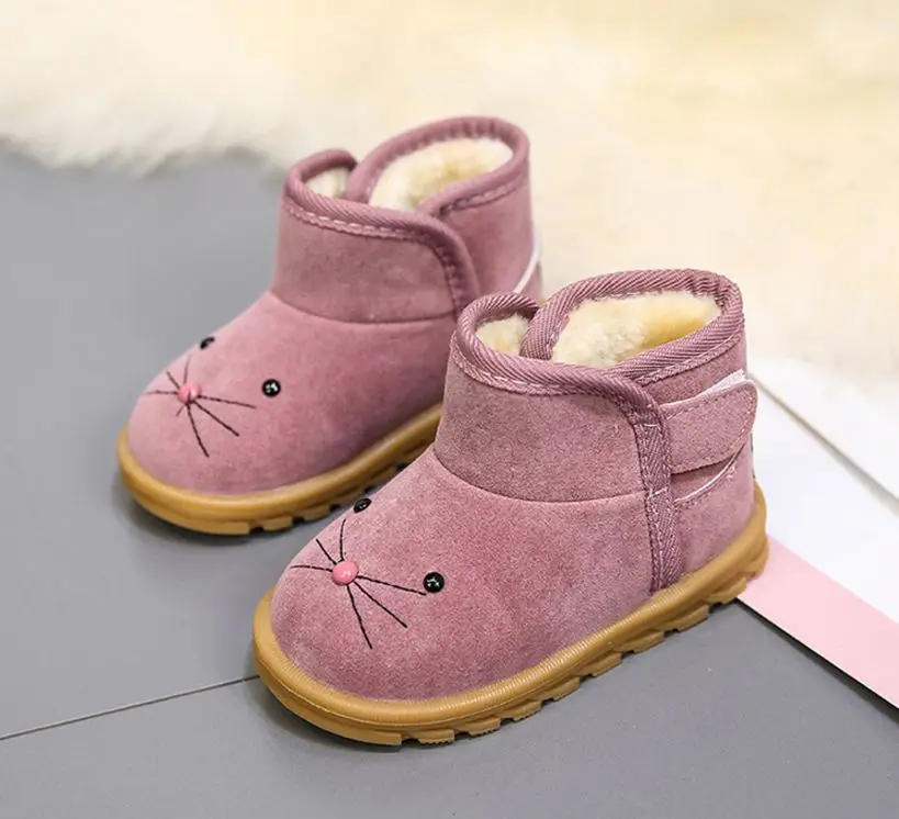 Children's snow boots for girls shoes winter kids baby boys plush warming boots waterproof baby girls cotton velvet short boots