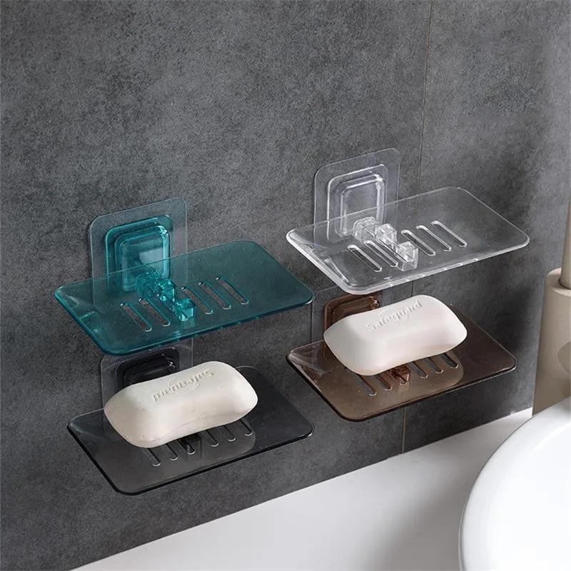 

1 Pcs Creative Free Punch Paste Soap Dishes Drain Holder Bathroom Kitchen Wall-mounted Hanging Shelf Household Storage Box