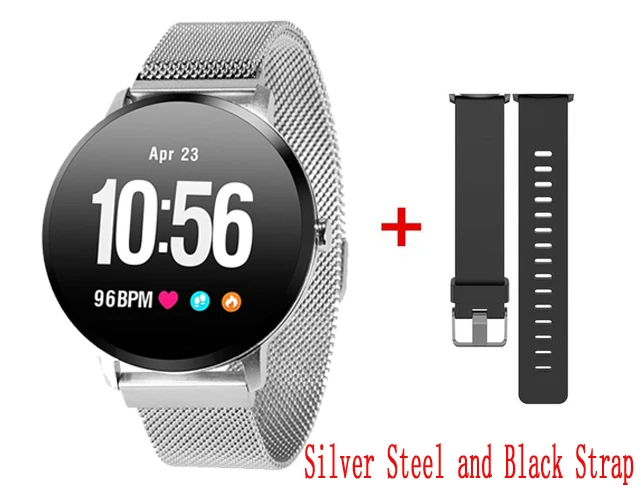 Silver and Black Смарт-часы V11 IP67, водонепроницаемые, из закаленного стекла, фитнес-трекер, монитор сердечного ритма для мужчин и женщин, умный Браслет cicret - Цвет: Silver and Black