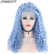 дешево✲ JOY & BEAUTY Синтетический Парик Шнурка Синий Длинный Вьющийся Синтетический Парик Фронта Шнурка