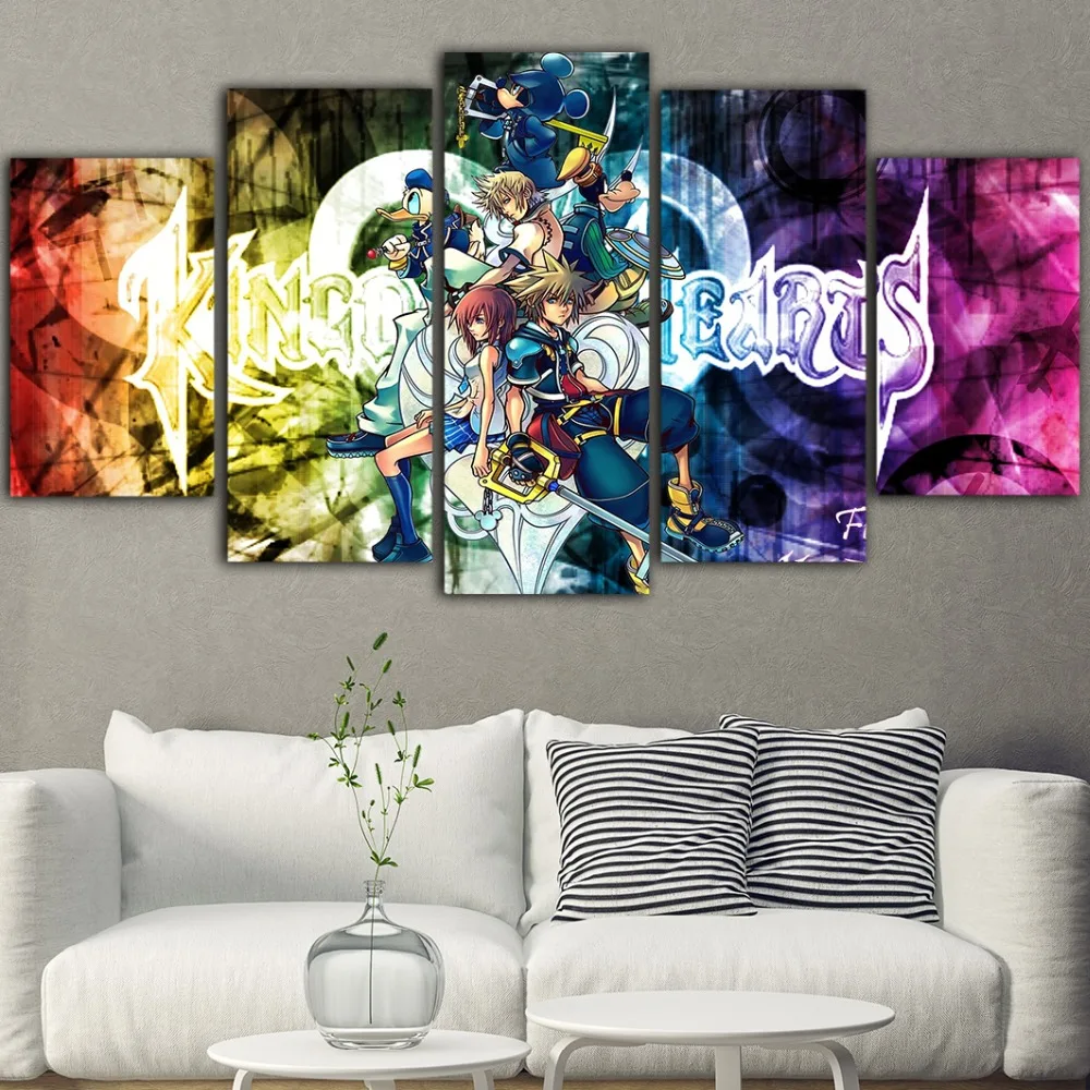 

5 Piece Painting Kingdom Hearts Wall Poster Canvas Cartoon Cuadros Decoracion Dormitorio Anime Poster Wall Painting Canvas Art