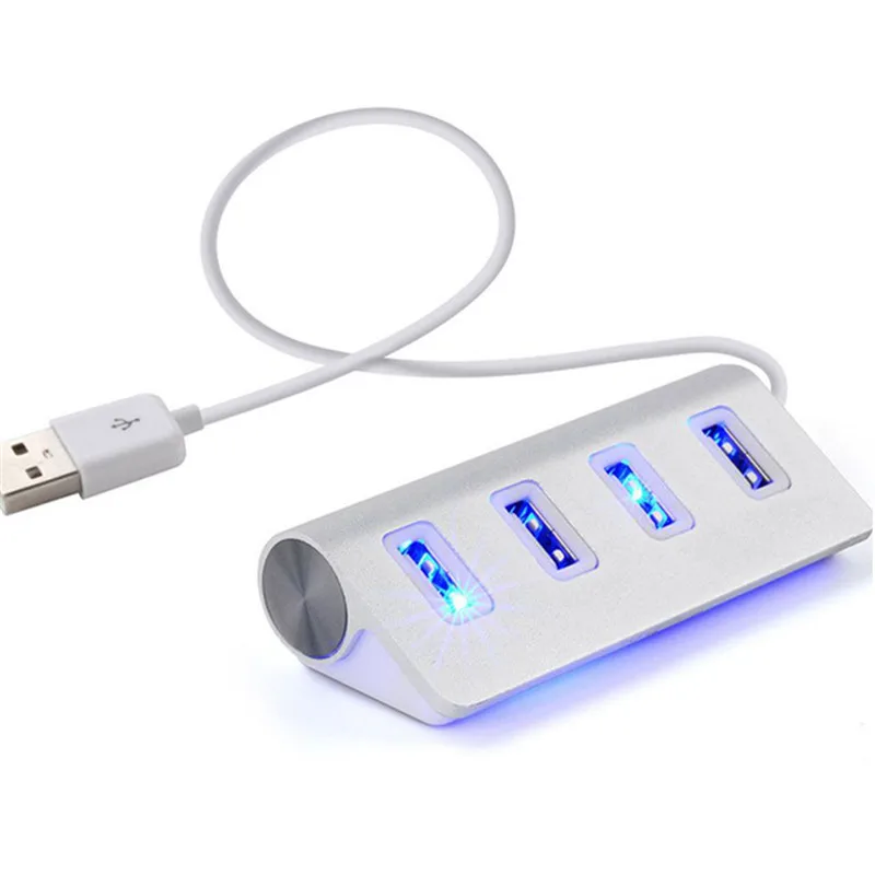 

USB 2.0 Hub USB LED Metal 4 Ports High Speed USB HUB Portable OTG USB Hub Splitter for Apple Macbook Air Laptop PC Tablet