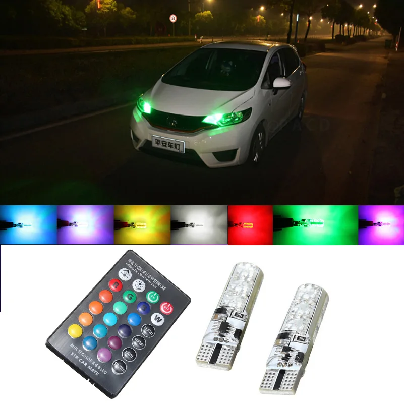 

2PCS 5W 12V RGB Auto Signal Lamp Led Interior Light Decorative Lights Auto Atmosphere Lamp Remote Universal car accessories