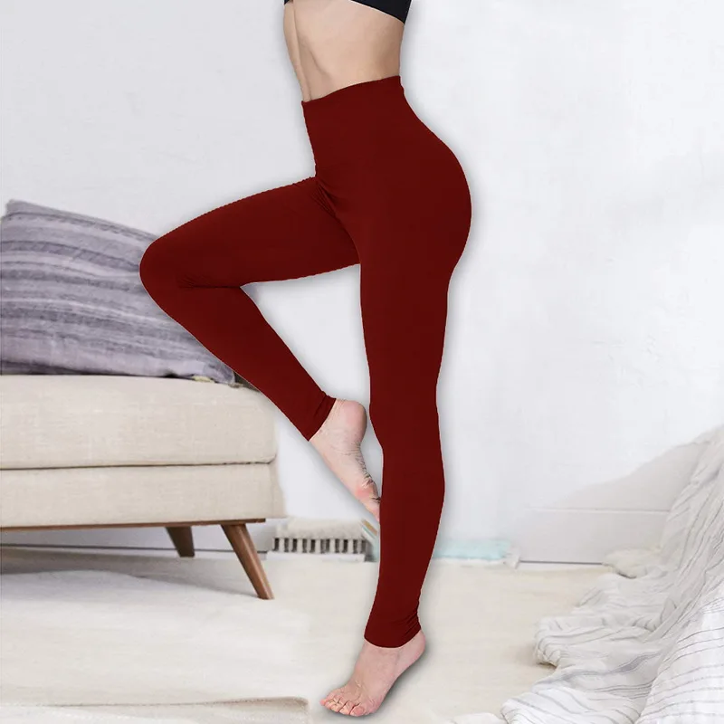 Новые женские штаны для йоги, одноцветные сексуальные узкие леггинсы для фитнеса, штаны для тренировок, для спортзала, бега, высокая талия, женские эластичные длинные штаны - Цвет: Red