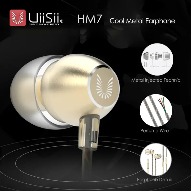  UiiSii HM7 In-ear Earphone Metal Super Bass Stereo Headphones with Microphone 3.5mm for iPhone /Sam - 32762059427