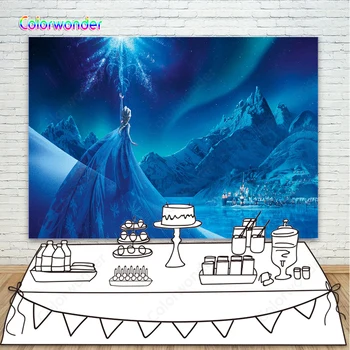 

Vinyl photographic background baby shower newborn children princess blue ice birthday decorations photocall background props