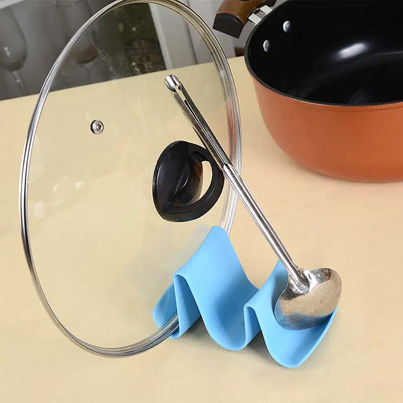 HOT Plastic Kitchen Wave Shape Pot Pan Cover Lid Shell Stand Holder Racks Ladle Spoon Storage Rack Cooking Tools NDS66