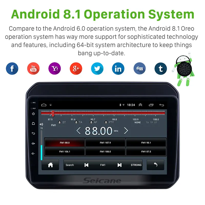  Seicane 9inch Android 8.1 GPS Radio for Suzuki IGNIS 2016-2018 with Bluetooth USB WIFI AUX support 