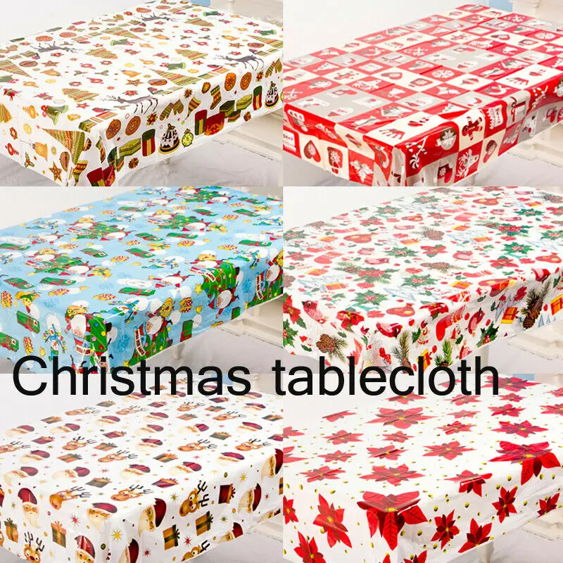 

Rectangle Tablecloth Disposable PVC Table Cloth Waterproof Table Mat for Christmas Decoation Home New Year Party Supplies