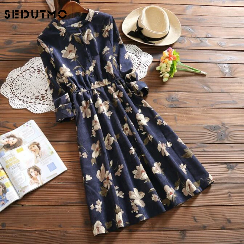

SEDUTMO Winter Velvet Dress Women Tunic Shirt Dresses Sexy Floral Vintage Fashion Warm Long Sleeve Party Dress ED023