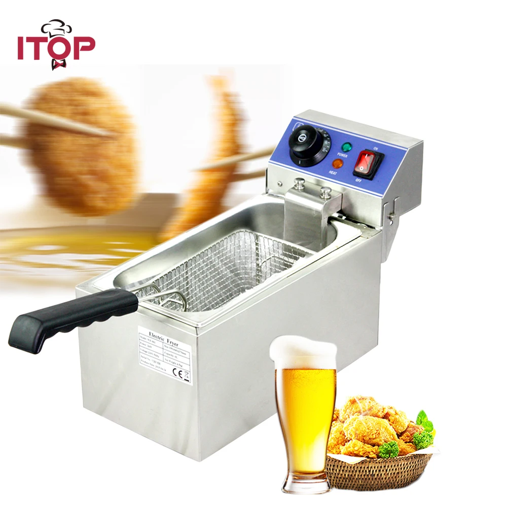 

Commercial Gas Fryer Single tanks Fryer 6L Electric French fries machine Fry machine Frying pan 60-200 degree Deep Fryer