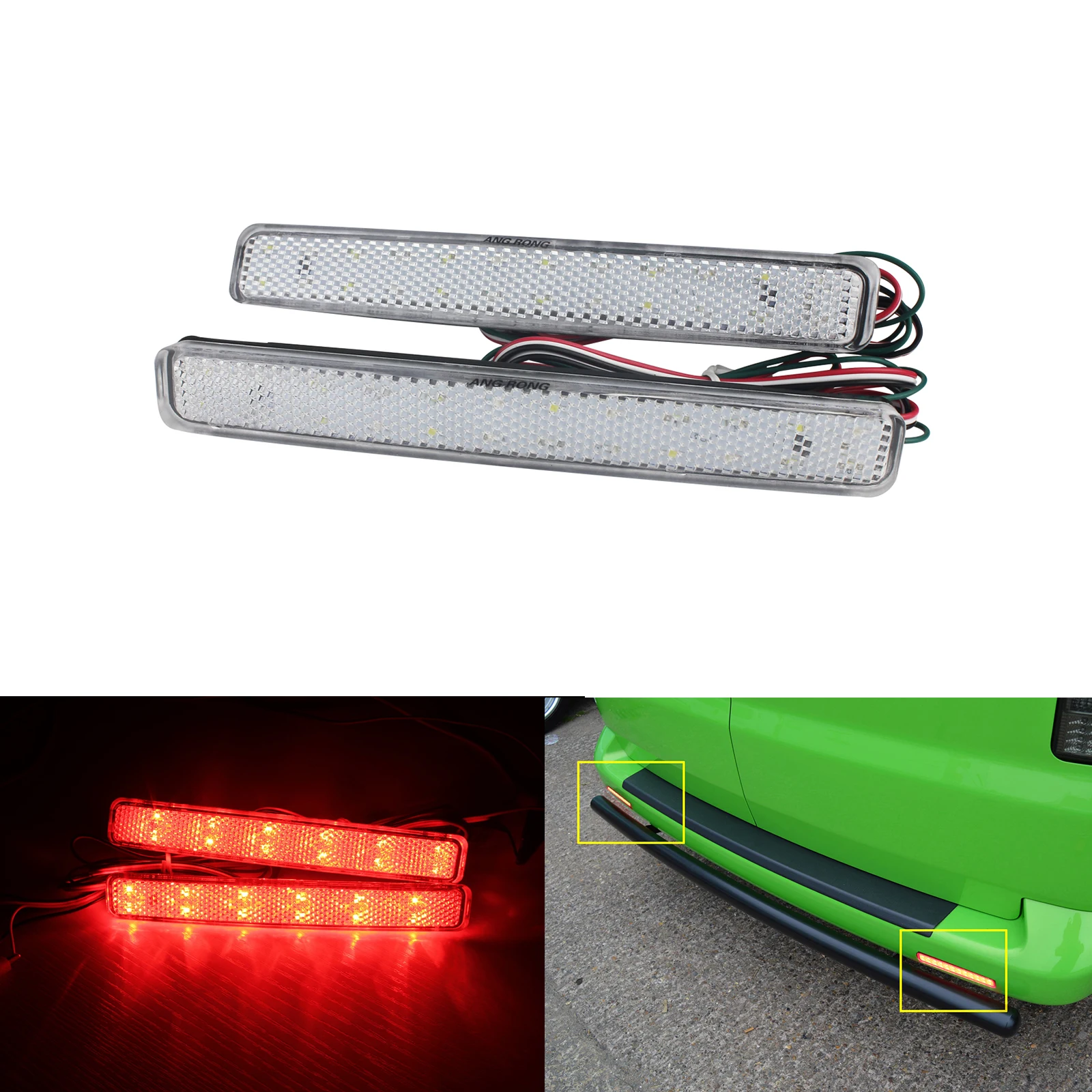 

ANGRONG LED Bumper Reflector Tail Light Clear Lens For VW T5 Transporter Multivan Caravelle