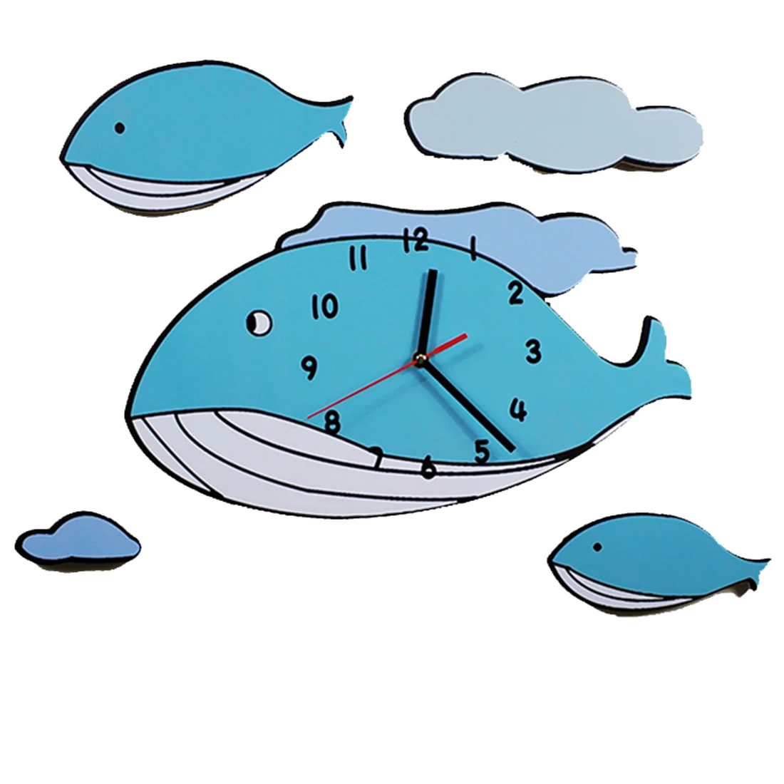 

Blue Cartoon Whale Wall Clock DIY Stereoscopic Wall Stickers Silent Clock for Children Living Room Bedroom Decor Wall Clocks