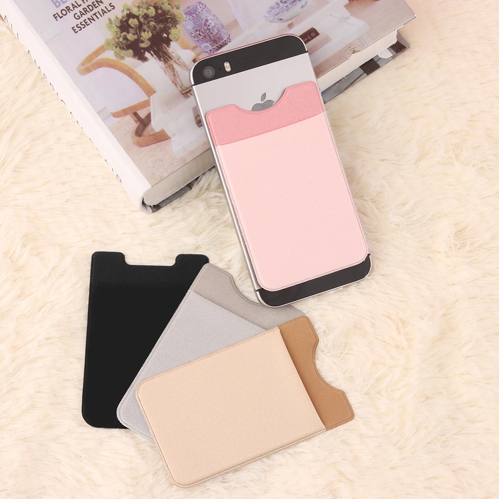 

Women Fashion Elastic Lycra Cell Phone Wallet Case Credit ID Card Holder Pocket Stick On 3 M Adhesive Black/Gray/Pink/Golden