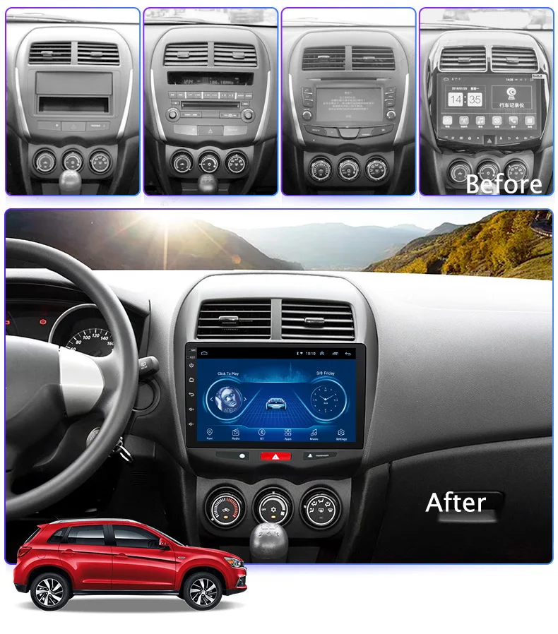 

Android 9.1 Car radio Super Slim Touch Screen GPS Navigation for Mitsubishi ASX 2013-2018 headunit Stereo Multimedia Bluetooth