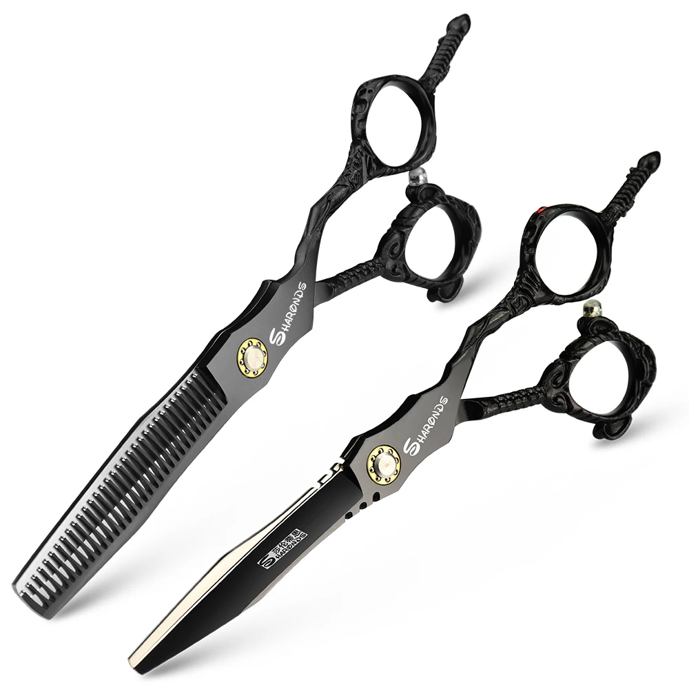 Japan 440c professional hairdressing scissors black 6 inch hair
