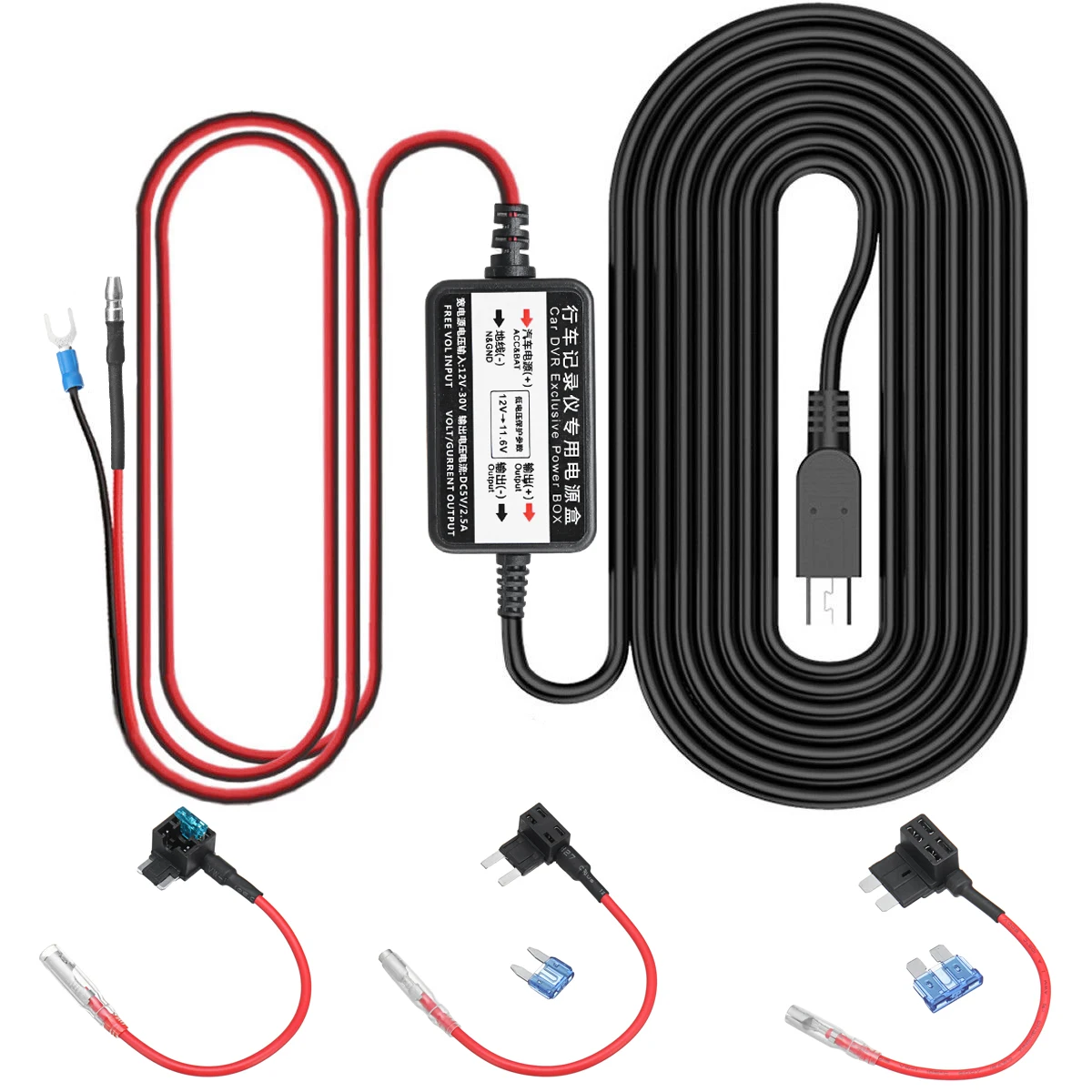 Car Dash Camera Hard Wire with Medium Small Mini Fuse Holder Kit For Nextbase