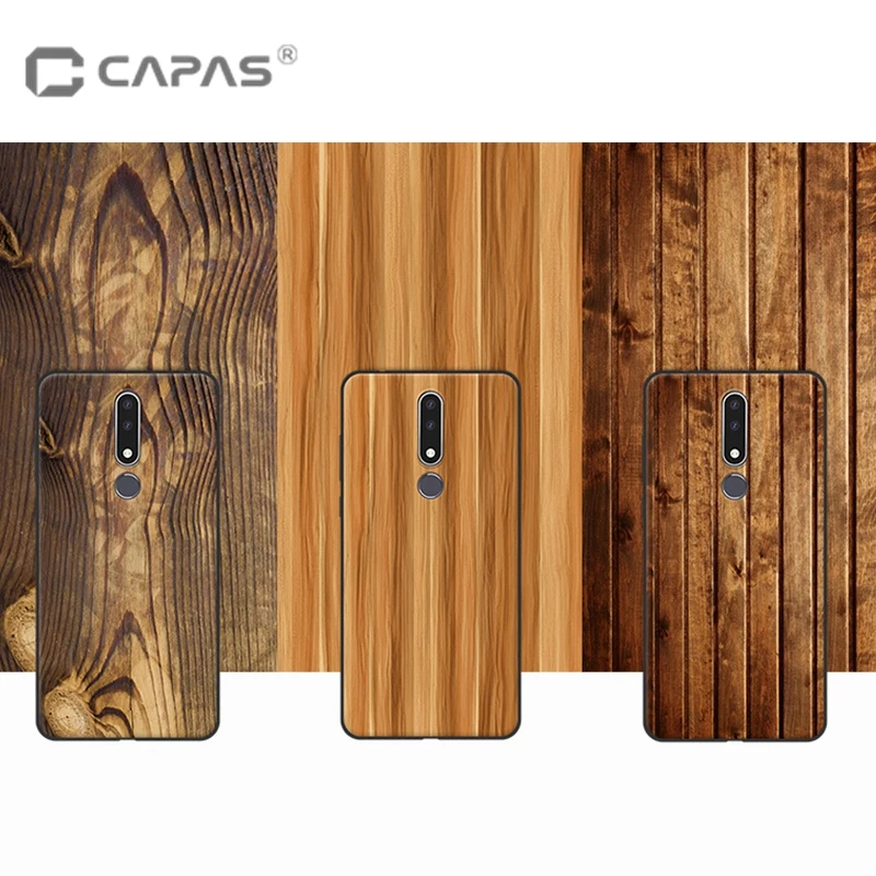 

For Nokia 3.1 Plus Back Cover Silicone Case Soft TPU Wood Stone Patterned Phone Case for Nokia 3.1+ Protective Shield Shockproof
