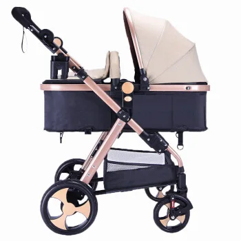 Детская коляска может сидеть и лежать Роскошная Складная Анти-шоковая коляска для новорожденных - Цвет: 7