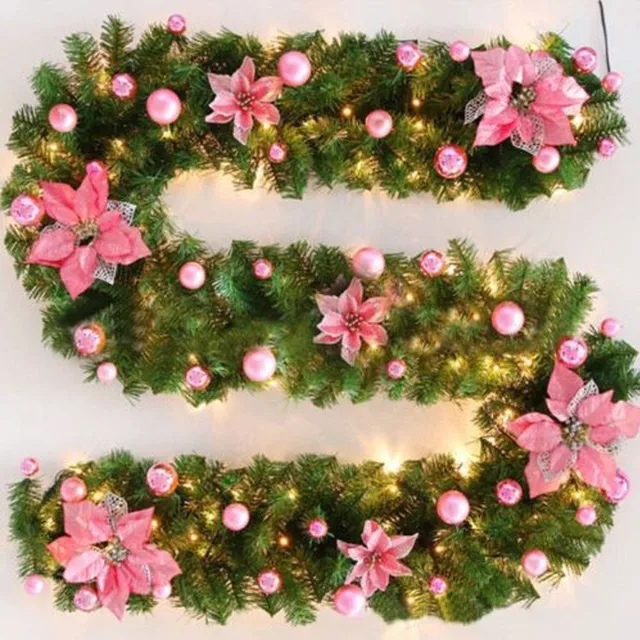 2.7M LED Wreath Garland String Lights Christmas 40 LED Lights Pre Lit