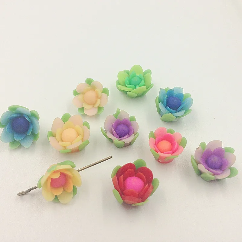 

13MM 35Pcs/Pack Mix Colors " Lotus " Polymer Clay Jewelry Beads