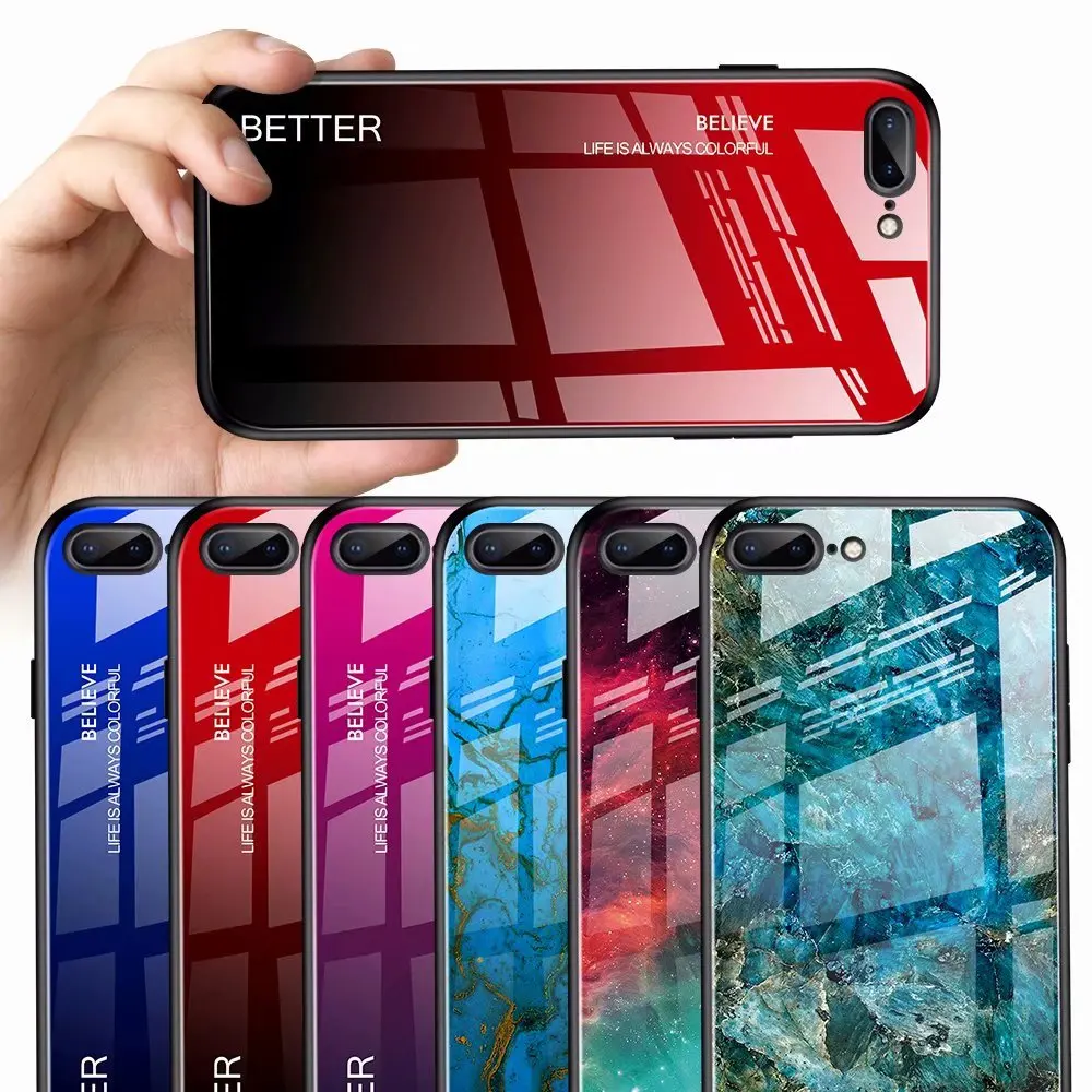 Роскошный градиентный чехол из закаленного стекла для iPhone 11 12 13 Pro XS MAX XR 8 7