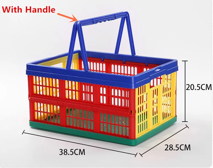 with handle Многофункциональная складная коробка для хранения, портативный органайзер для одежды, складная корзина для хранения, пластиковый контейнер - Цвет: with handle
