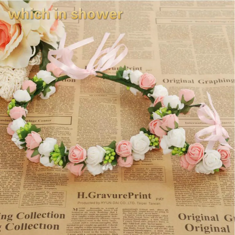 

handmade party festival foam floral girl headband artificial flower hairband women wedding bridal hair accessories hair band
