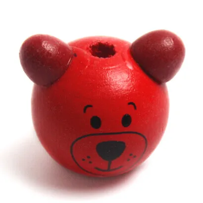 Ручной работы DIY шт. 5 шт. мультфильм 3D Медведь бусины мяч улыбающееся лицо дерево бусины DIY соски клип и украшения для бусины для детей Craft - Цвет: Color 17
