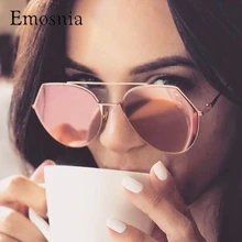 Emosnia Ladies Pink Mirror Sunglasses Women Aviator Luxury Brand Shades Sun Glasses For Women 2018 DESIGNER Oculos Luneete Femal