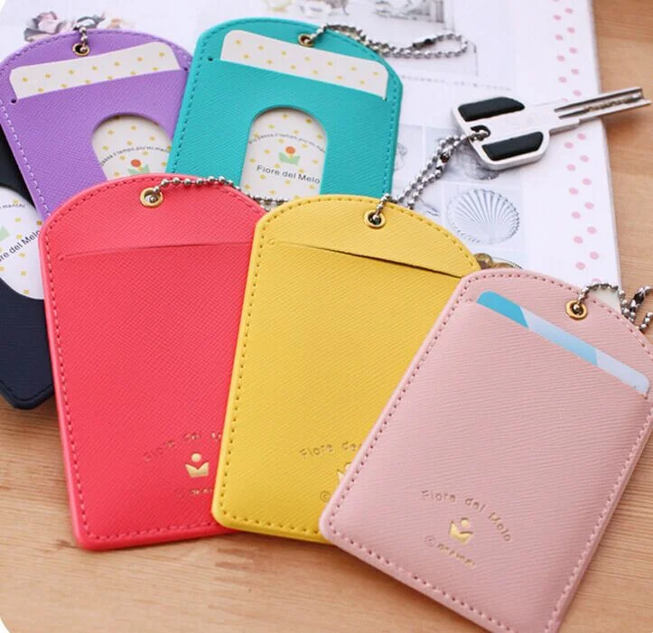 

5Colors For Choice - Candy Colors PU 11*6.5CM Cards Holder BAG PVC ID Pouch Case BAG ; BUS Cards Bags Pouch Case Women Handbag