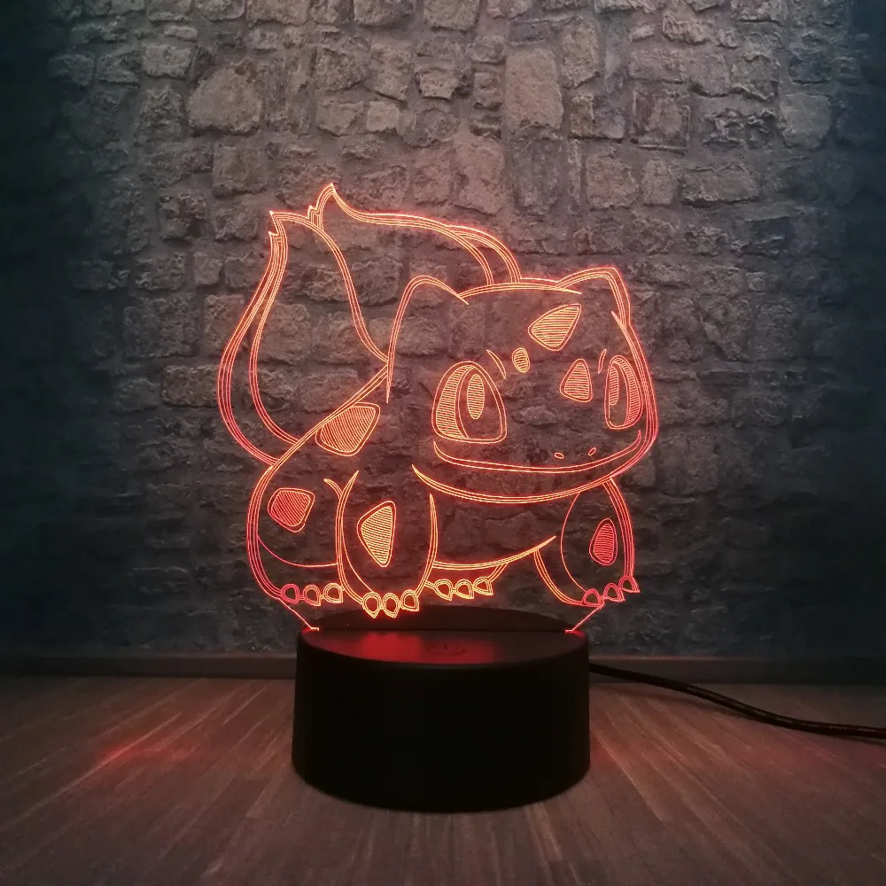 Детский подарок ко Дню 3D мультфильм USB лампа Pokeball Покемон Бульбазавр животных