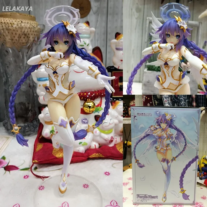 

Game Hyperdimension Neptunia Purple Heart Sexy 4 Goddesses Online Angel Neptune PVC Action Figure Collection Model Toys New 25cm