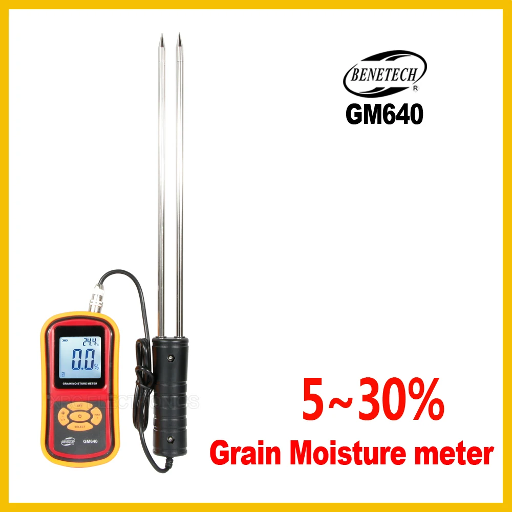 

Digital Grain Moisture Meter With Measuring Probe Portable LCD Hygrometer Humidity Tester For Corn Wheat Rice GM640 -BENETECH