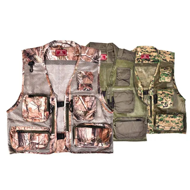 Breathable Quick Dry Camouflage Multifunctional Polyester Fishing Vest Fishing Clothing Multi-Pocket Waistcoat For Hunt Hiking