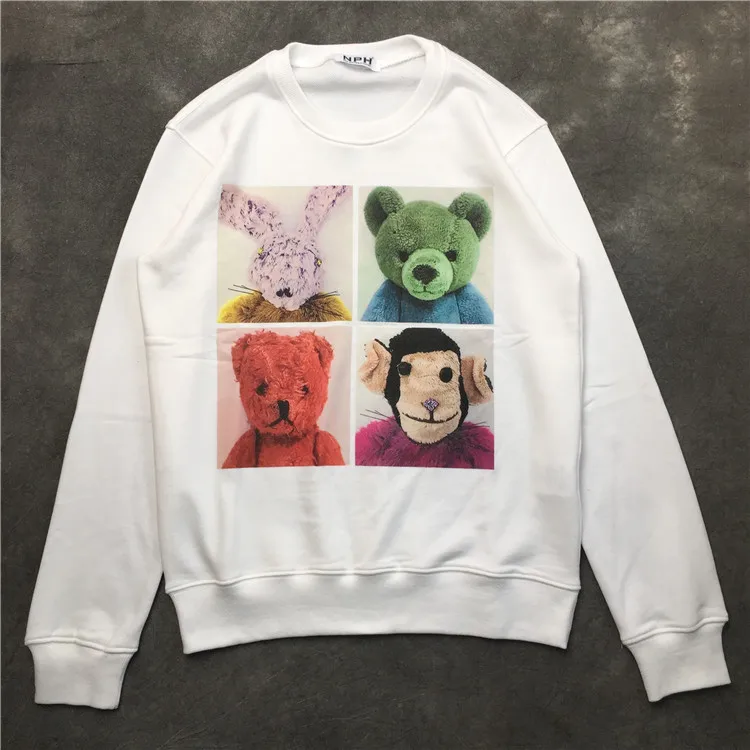 1 Новинка 19ss для мужчин Медведь обезьяна костюм кролика толстовка с капюшоном Кофты бархат хлопок Drake толстый флис улица хип хоп# H59 - Цвет: 1