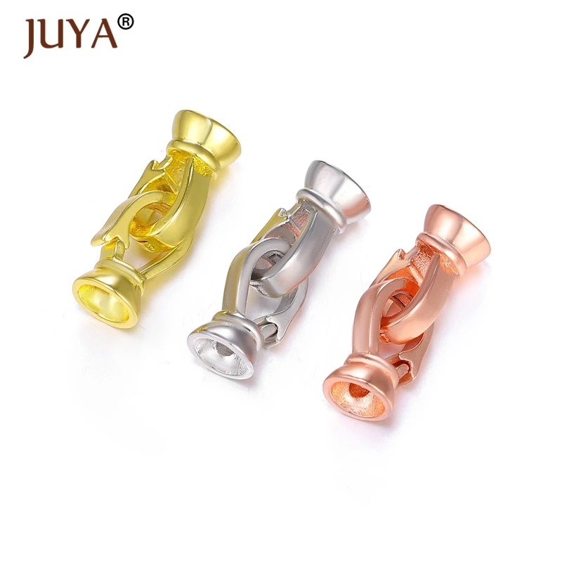 

Juya High Quality Copper Metal Inlaid AAA Zircon Stone Fold Over Clasps For Jewelry Making Bracelets Fastener Findings