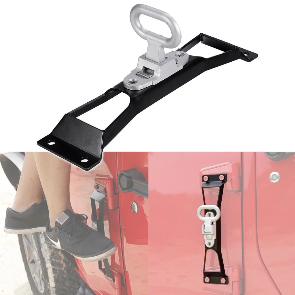 Black Door Hinges Foot Rest Pedal Peg No Drilling For Jeep Wrangler JK