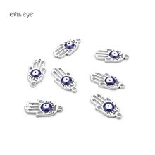 10 шт./лот 10*21 мм металла Хамса стороны синий сглаза Шарм Подвеска для Цепочки и ожерелья Браслет Интимные аксессуары украшения ручной работы