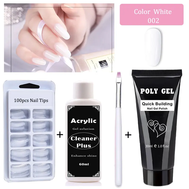 002 30g 8 шт./компл. Polygel наращивания ногтей акрилом поли гель Советы повышения скольжения раствор быстрого роста ногтей расширение гель для ногтей - Цвет: 002