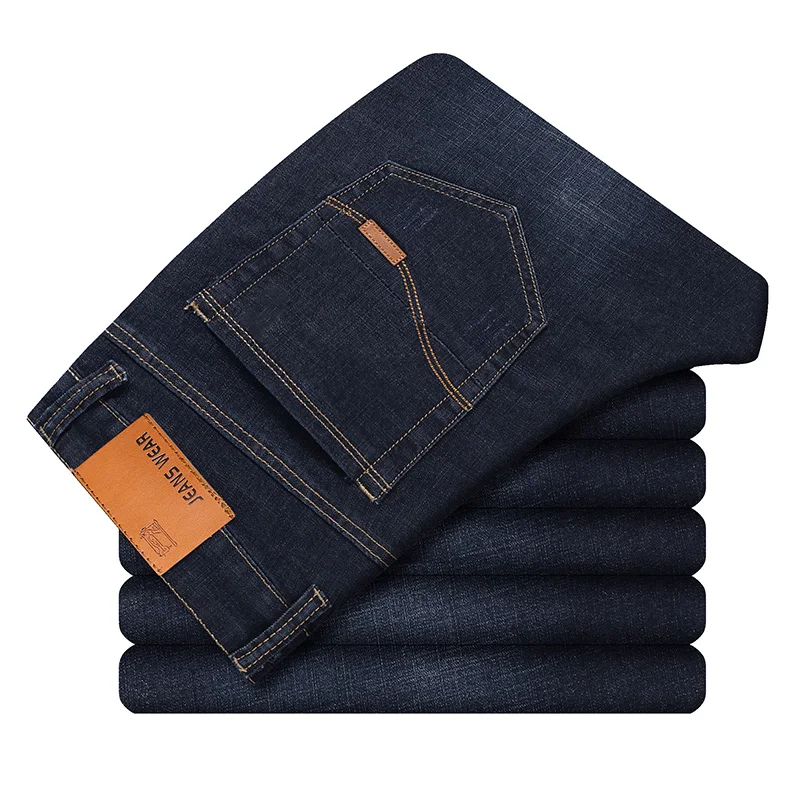 Pantalones vaqueros ajustados elásticos para hombre, Jeans clásicos a la moda, para negocios, otoño y primavera, 2019