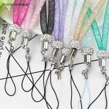 TIANSTON 40 см телефон Веревка шейный ремешок Кристалл ремень в клетку ключ чехол для телефона нагрудная пластина веревка пряжка кольцо поворотный канат для iphone