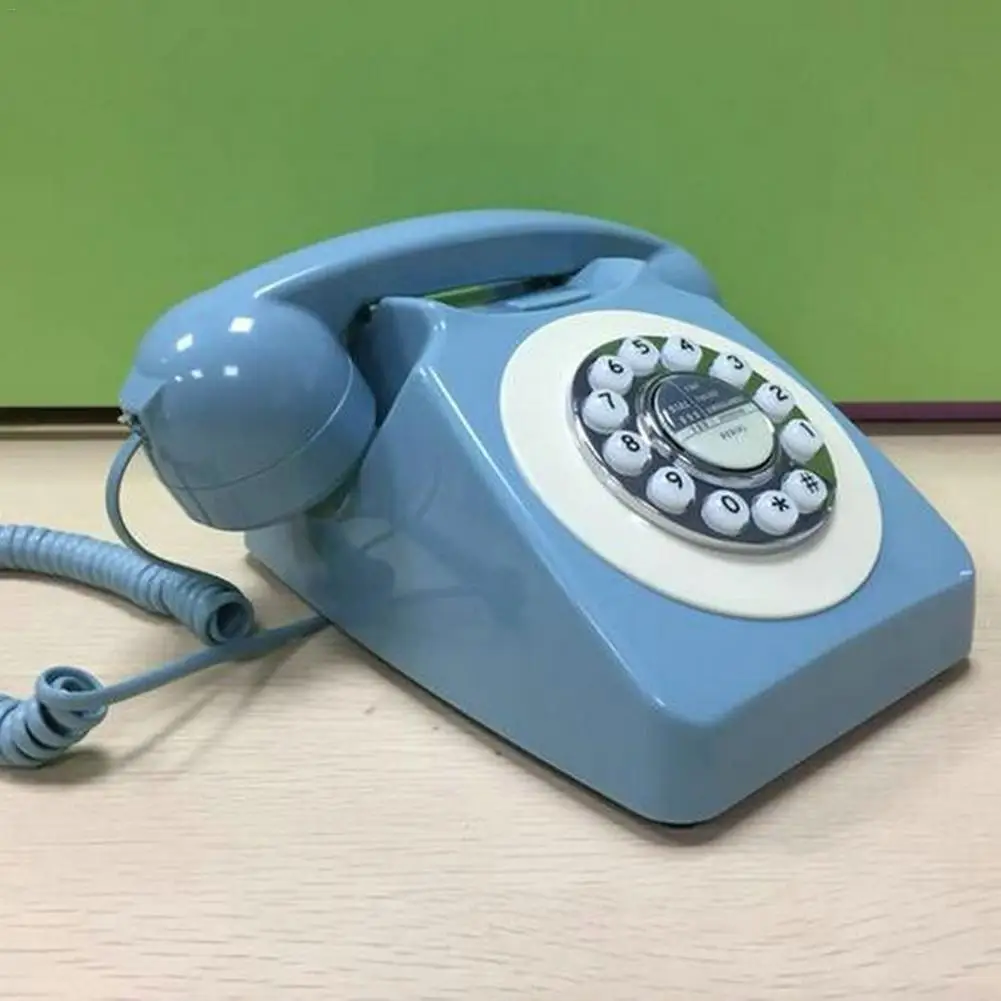 Синий ретро телефон в европейском и американском стиле телефонной линии проигрыватель телефон кнопочный организации коммутируемого доступа hotel для телефона