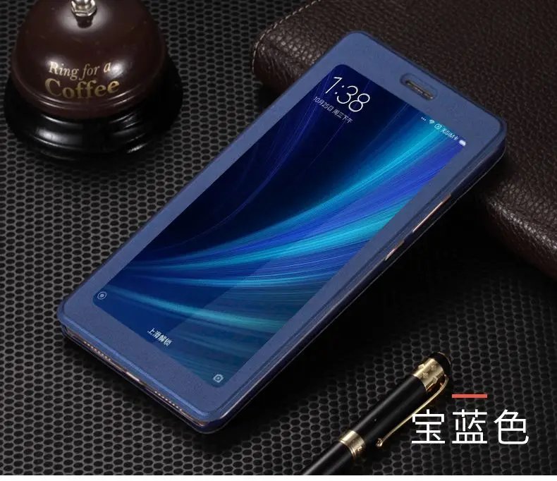 4 цвета для Xiaomi Mi Note 3 Чехол-книжка для телефона чехол Smart защитный чехол для Xiaomi Mi Note 3 5,5 ''Авто интеллигентая(ый) сна и пробуждения - Цвет: window blue