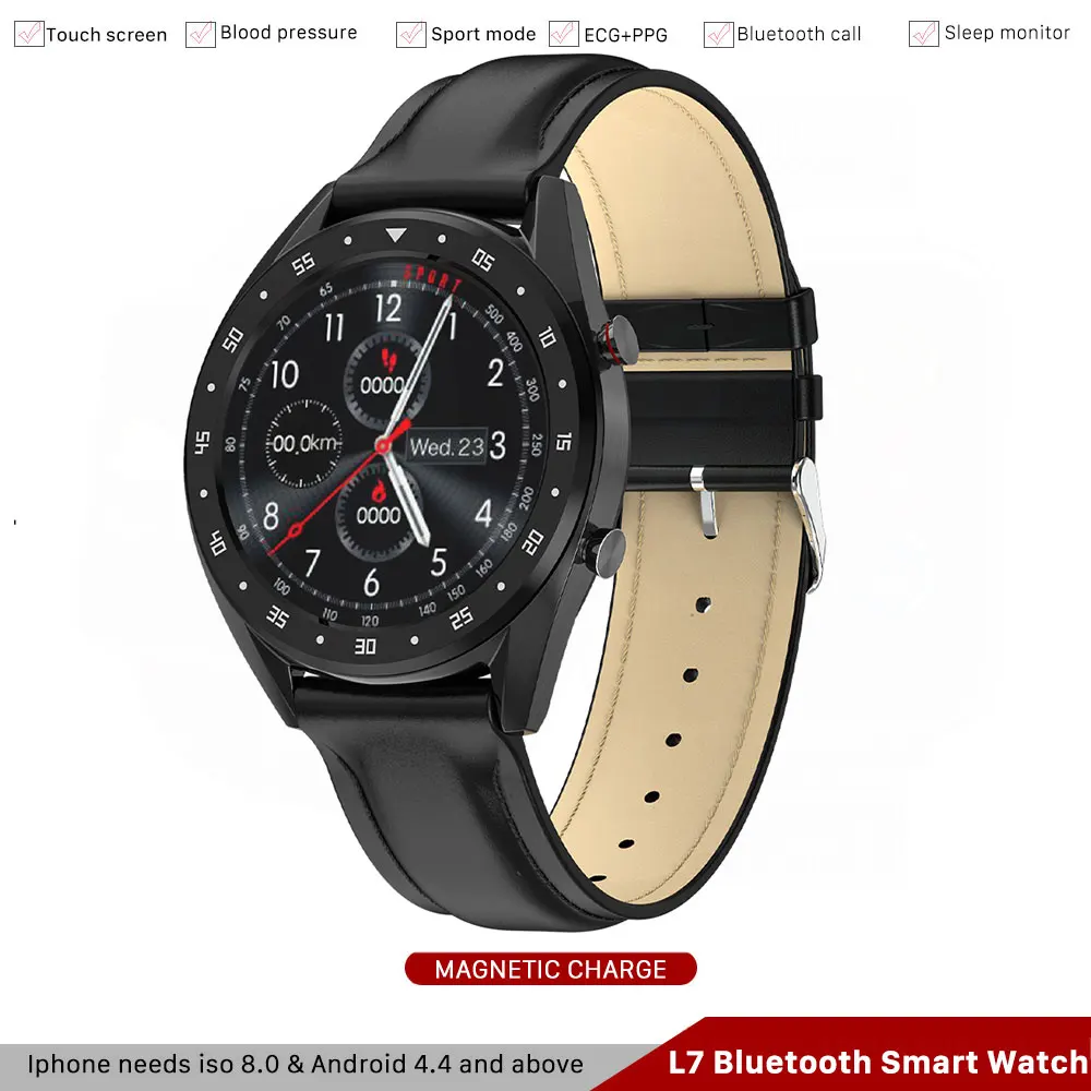 Спортивные бизнес часы мужские L7 Bluetooth Смарт ЭКГ + PPG HRV пульсометр кровяное